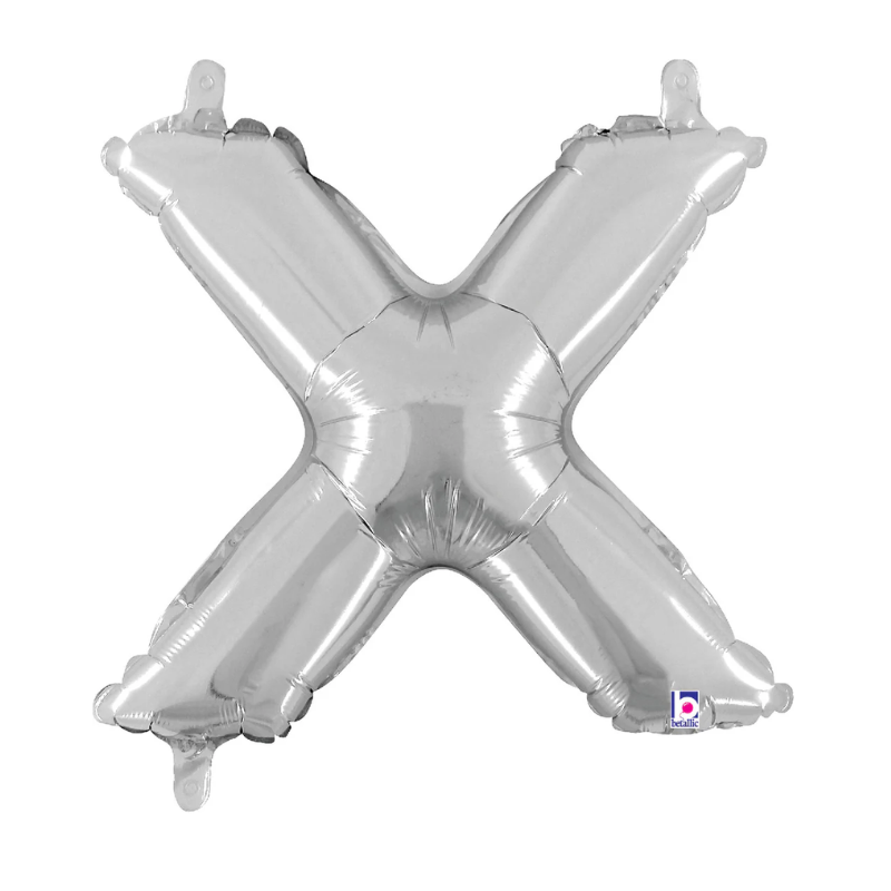14" Betallic Silver Letter Megaloons Jr. Foil Air-Fill Balloons | Letters A-Z
