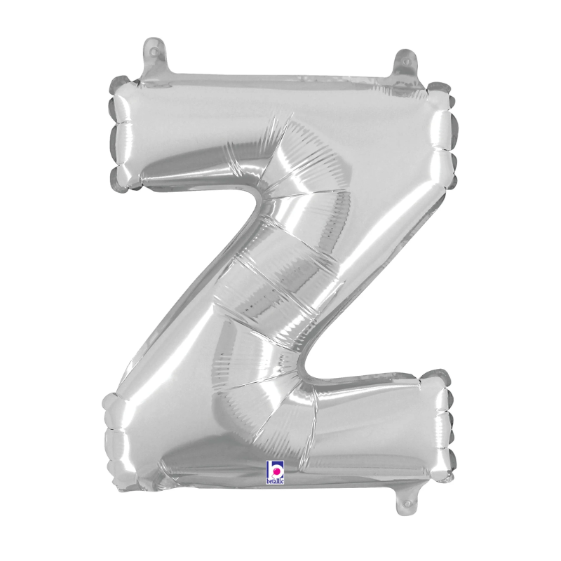 14" Betallic Silver Letter Megaloons Jr. Foil Air-Fill Balloons | Letters A-Z