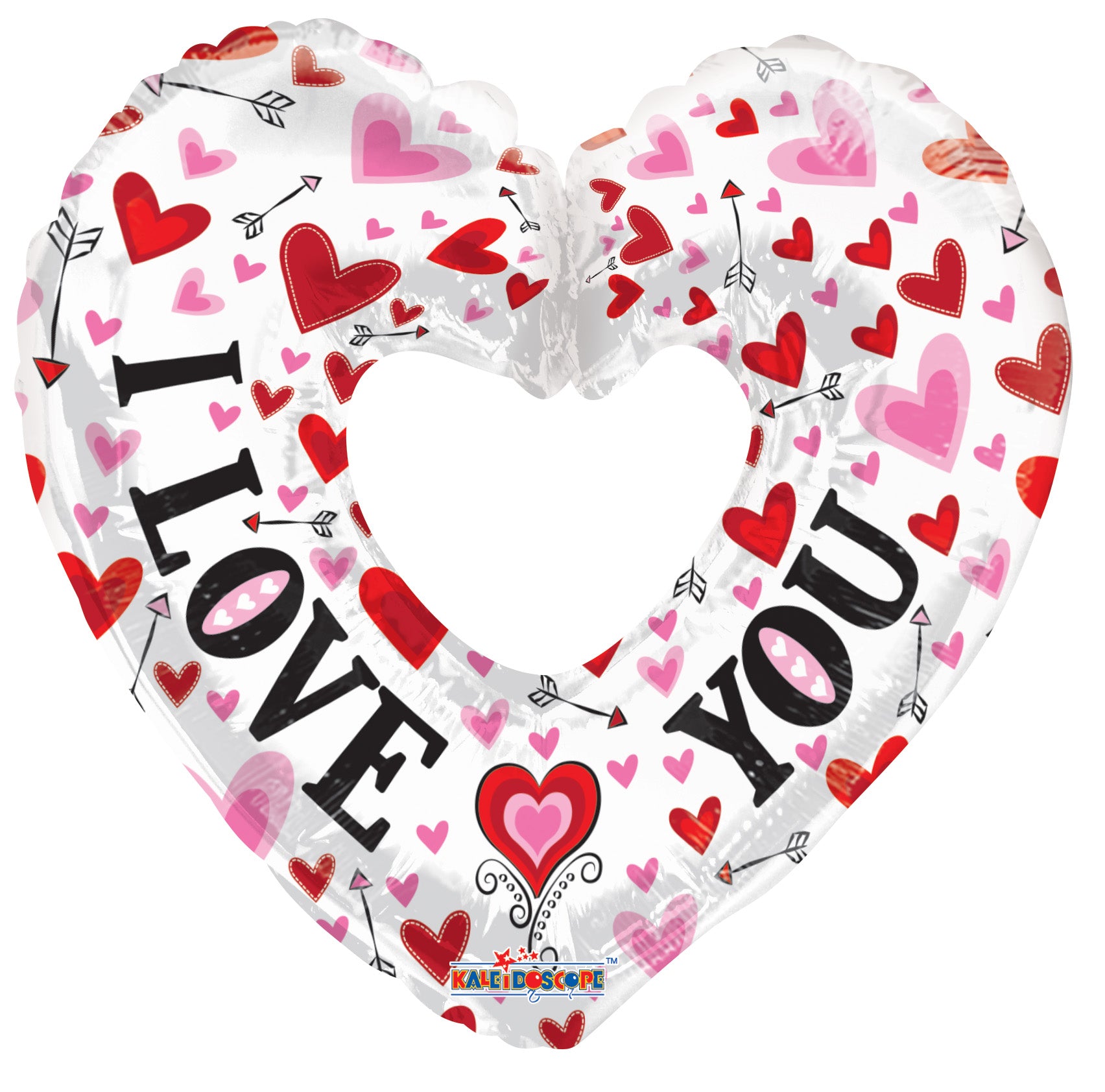 36" I Love You White Heart w/Hole Foil Balloon (P7) | 5 Count