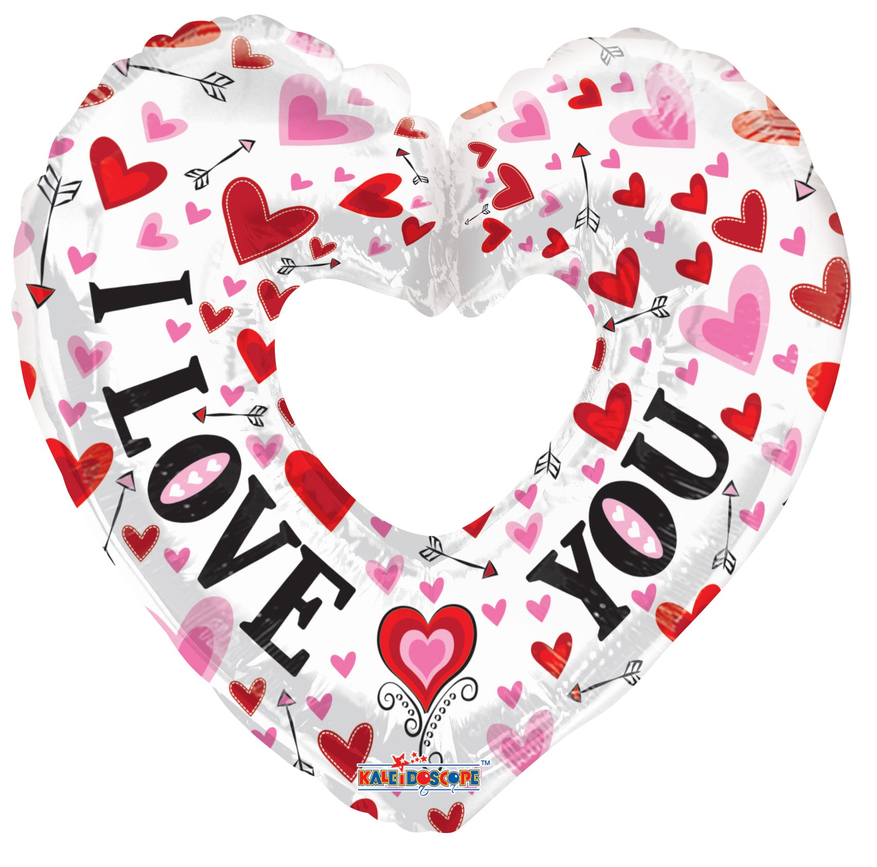 36" Conver I Love You White Heart w/Hole Foil Balloon (S3R3) | 5 Count