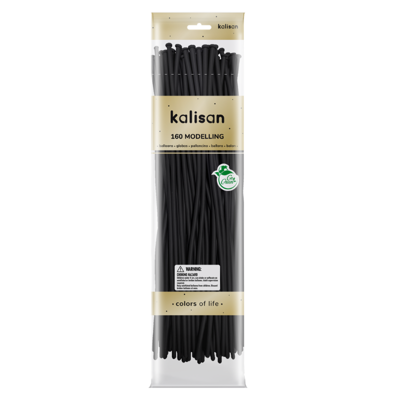 160M Kalisan Standard Black Nozzle Up Modeling Latex Balloons | 50 Count