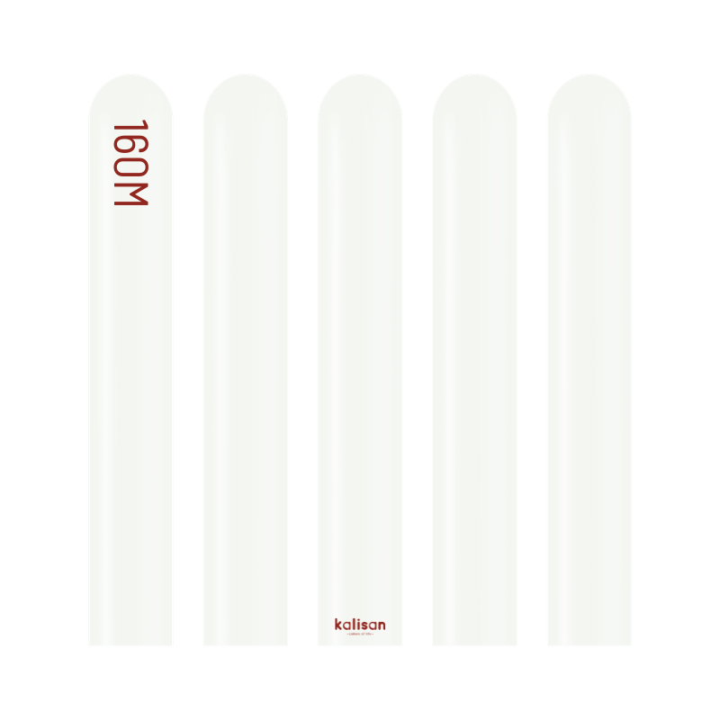 160M Kalisan Standard White Nozzle Up Modeling Latex Balloons | 50 Count