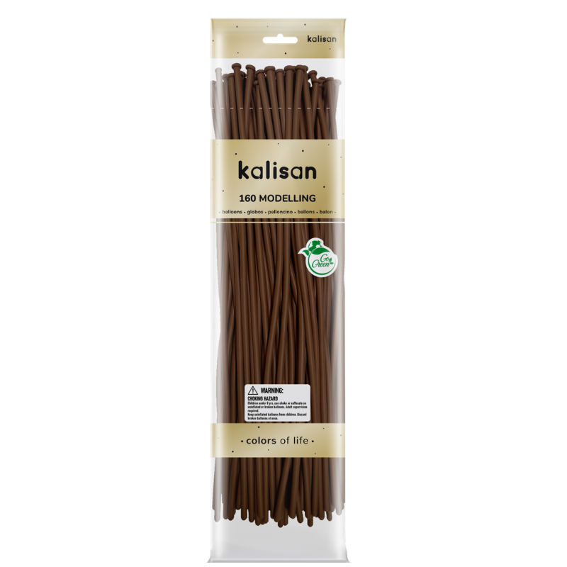 160M Kalisan Standard Caramel Brown Nozzle Up Modeling Latex Balloons | 50 Count