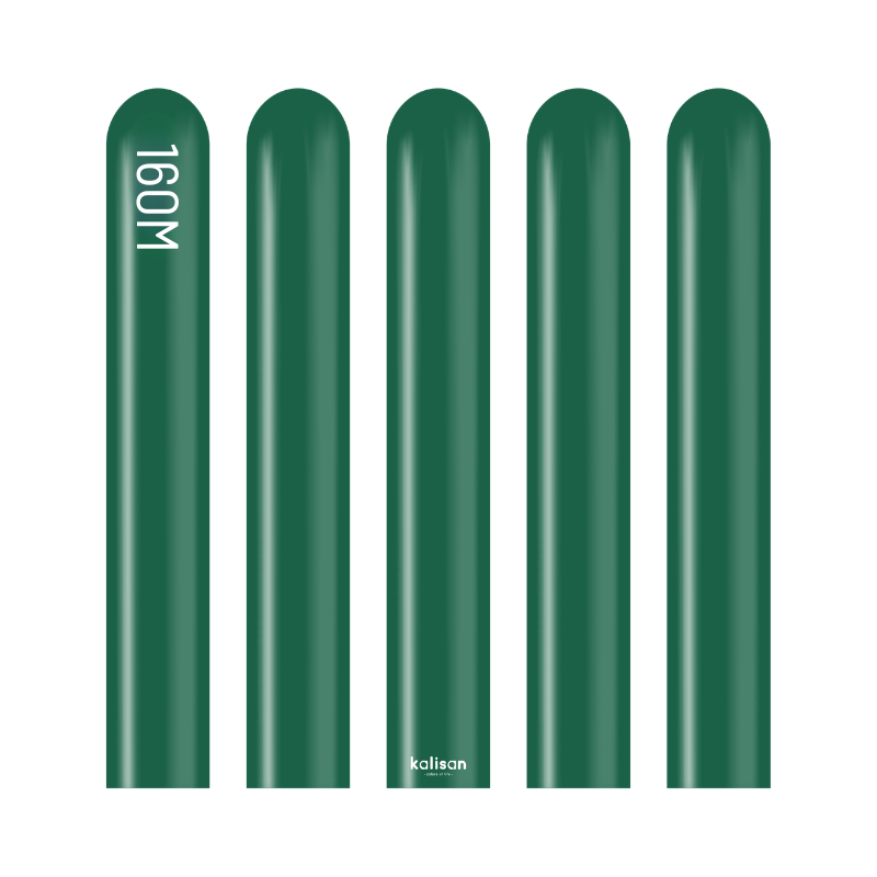 160M Kalisan Standard Dark Green Nozzle Up Modeling Latex Balloons | 50 Count