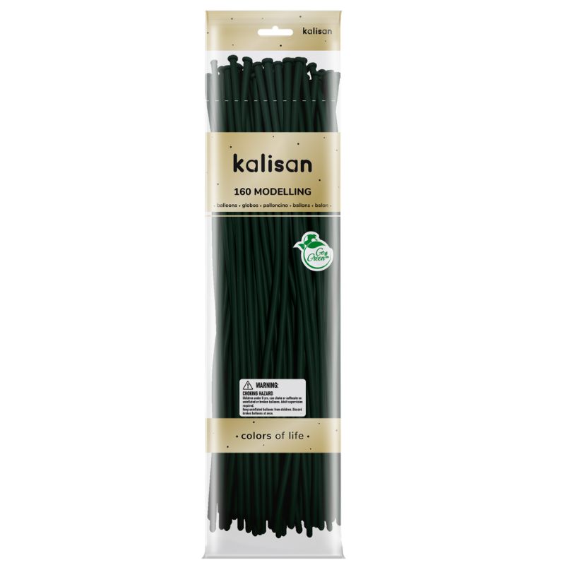 160M Kalisan Standard Dark Green Nozzle Up Modeling Latex Balloons | 50 Count