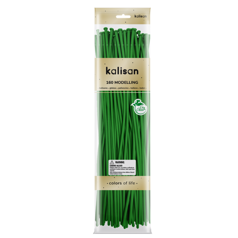 160M Kalisan Standard Green Nozzle Up Modeling Latex Balloons | 50 Count