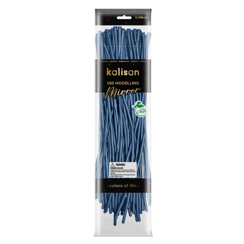160M Kalisan Mirror Blue Nozzle Up Modeling Latex Balloons | 50 Count