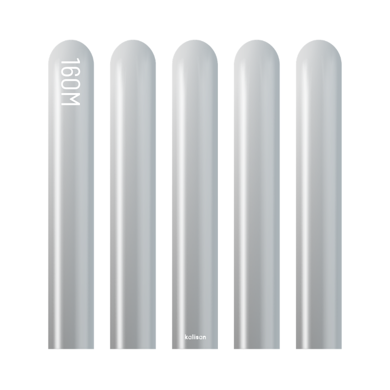 160M Kalisan Mirror Silver Nozzle Up Modeling Latex Balloons | 50 Count