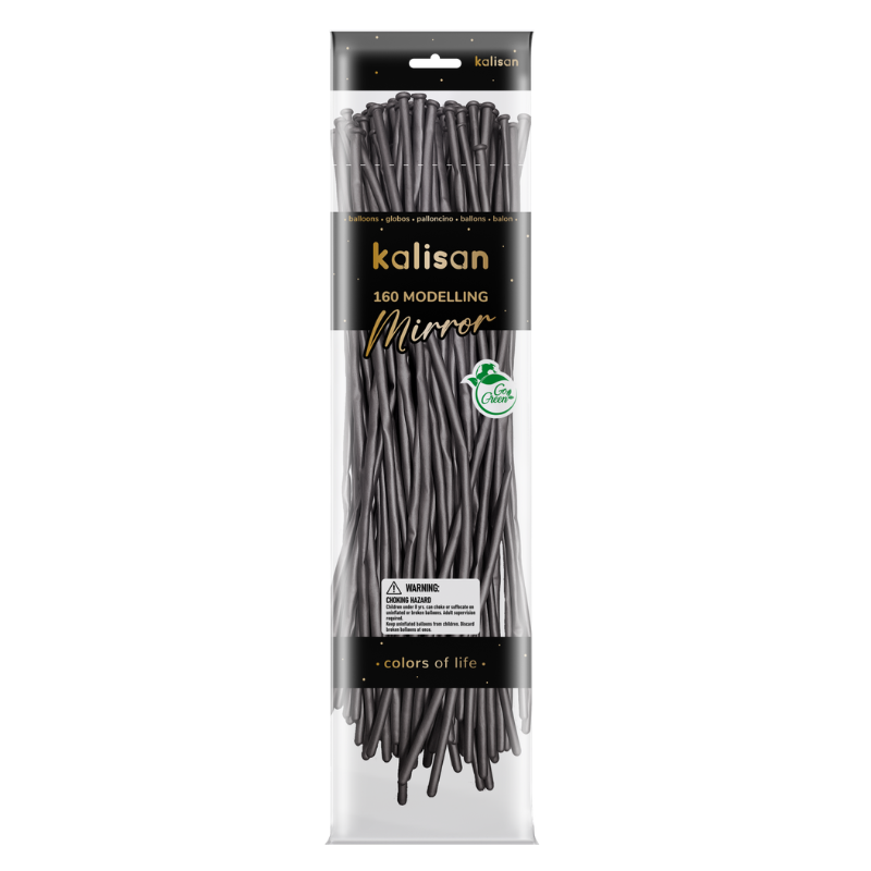160M Kalisan Mirror Space Grey Nozzle Up Modeling Latex Balloons | 50 Count