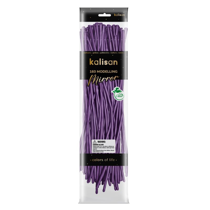 160M Kalisan Mirror Violet Nozzle Up Modeling Latex Balloons | 50 Count
