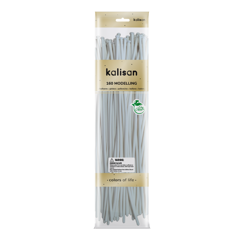 160M Kalisan Standard White Nozzle Up Modeling Latex Balloons | 50 Count