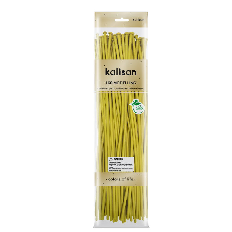 160M Kalisan Standard Yellow Nozzle Up Modeling Latex Balloons | 50 Count