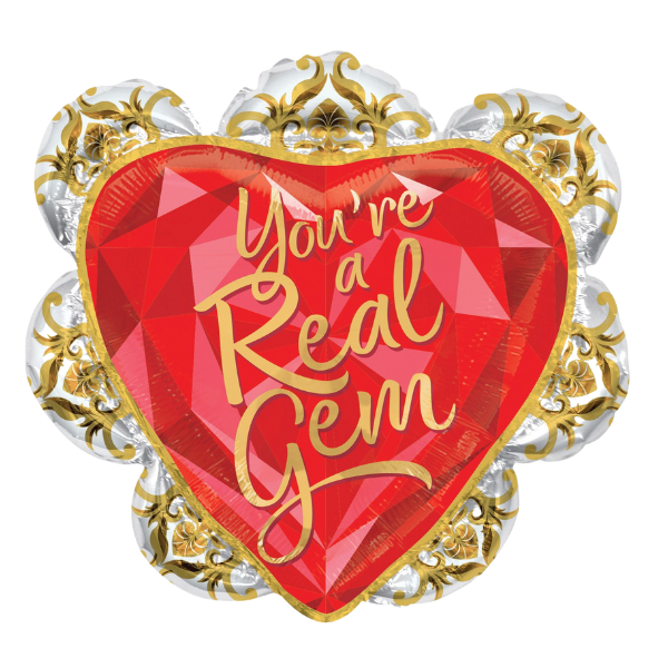 26" I Love You Gem Heart Foil Balloon (P13) | 5 Count
