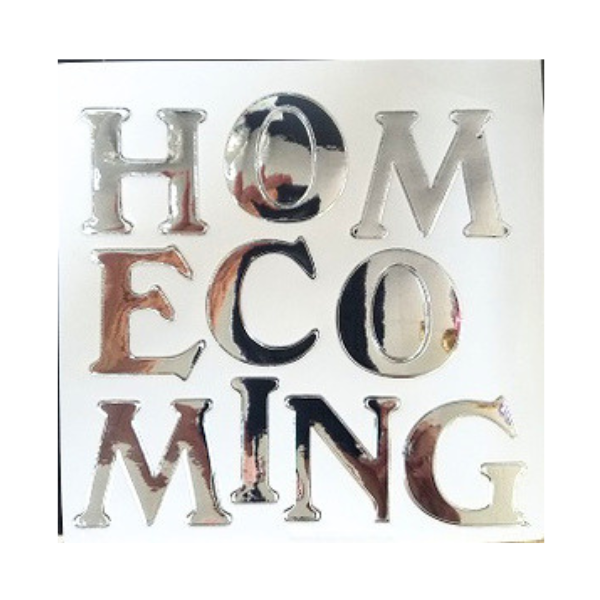 1 1/2" ACI Silver Shiny "HOMECOMING" Metallic Sticker Sheet