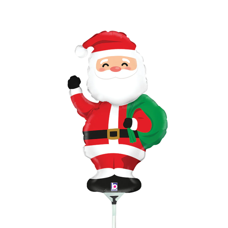 14" Betallic Mini Santa Air-Fill Foil Balloon | Buy 5 Or More, Save 20%