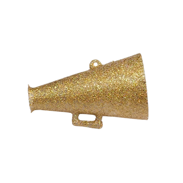 1 3/4" ACI Gold Glitter Megaphone Plastic Charm | 12 Count
