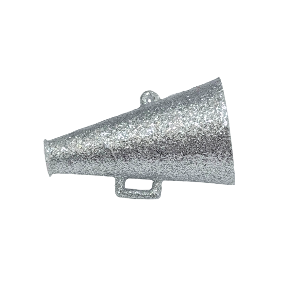 1 3/4" ACI Silver Glitter Megaphone Plastic Charm | 12 Count