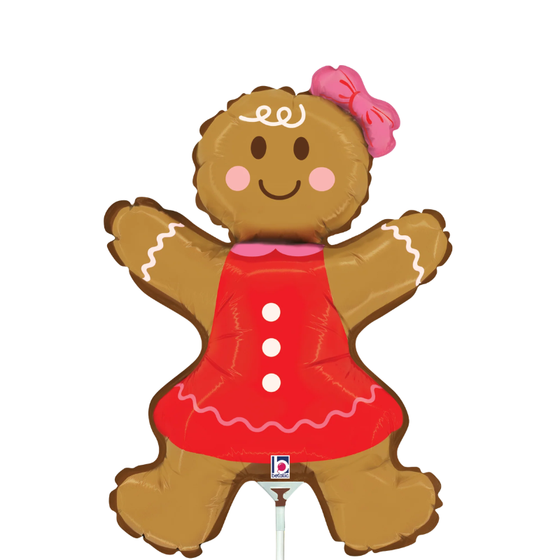 14" Betallic Mini Gingerbread Woman Air-Fill Foil Balloon | Buy 5 Or More, Save 20%