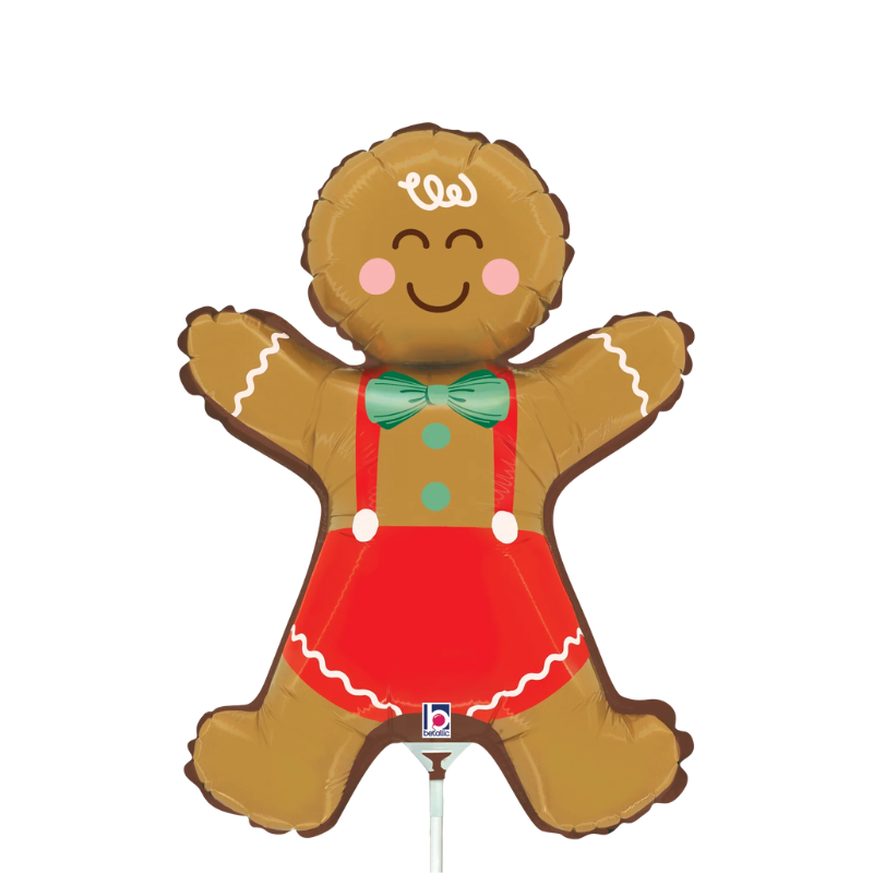 14" Betallic Mini Gingerbread Man Air-Fill Foil Balloon | Buy 5 Or More, Save 20%
