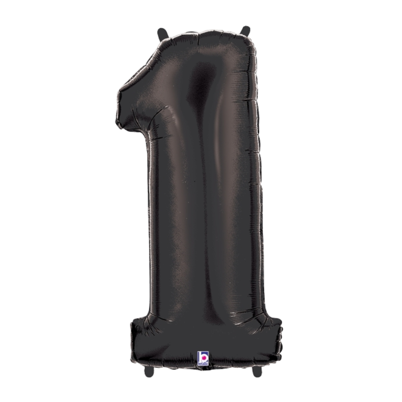 34" Betallic Black Number Megaloon Foil Balloon | Numbers 0-9