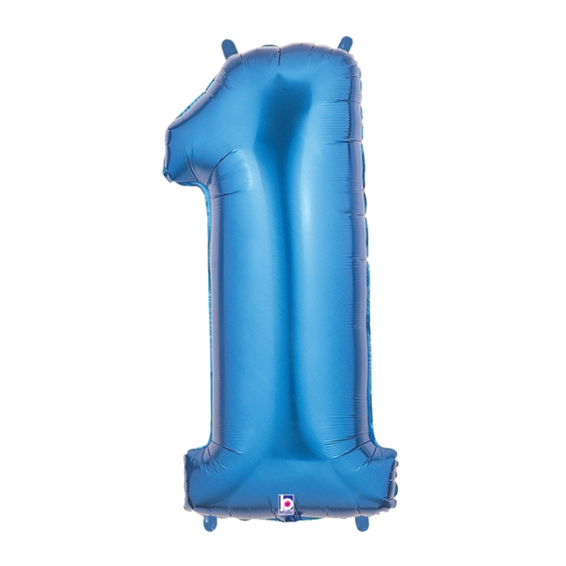 34" Betallic Blue Number Foil Balloon - Megaloons | Numbers 0 - 9