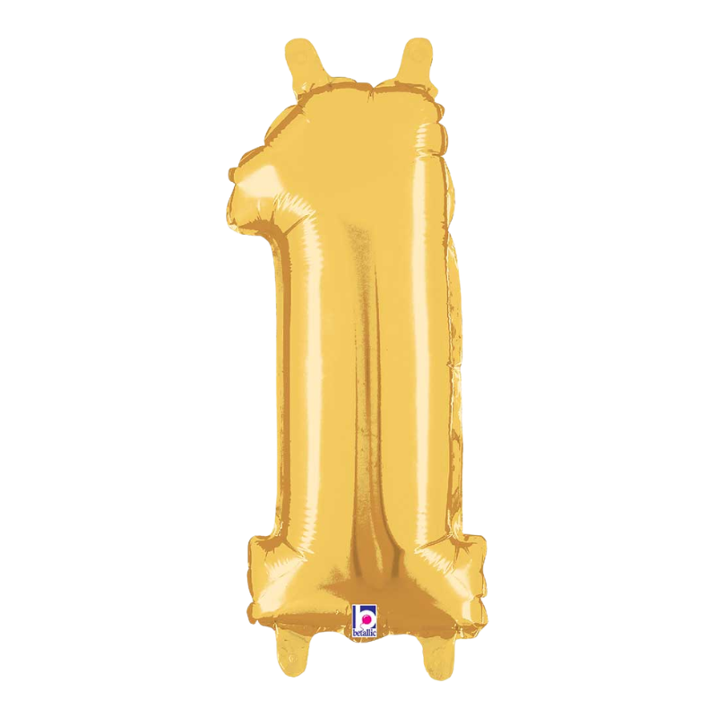 14" Betallic Gold Number Megaloon Air-Fill Foil Balloon | Numbers 0-9