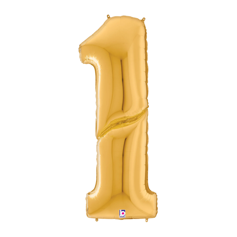 53" Betallic Gold Number Gigaloons Foil Balloon | Numbers 0-9 - Four Feet Tall!