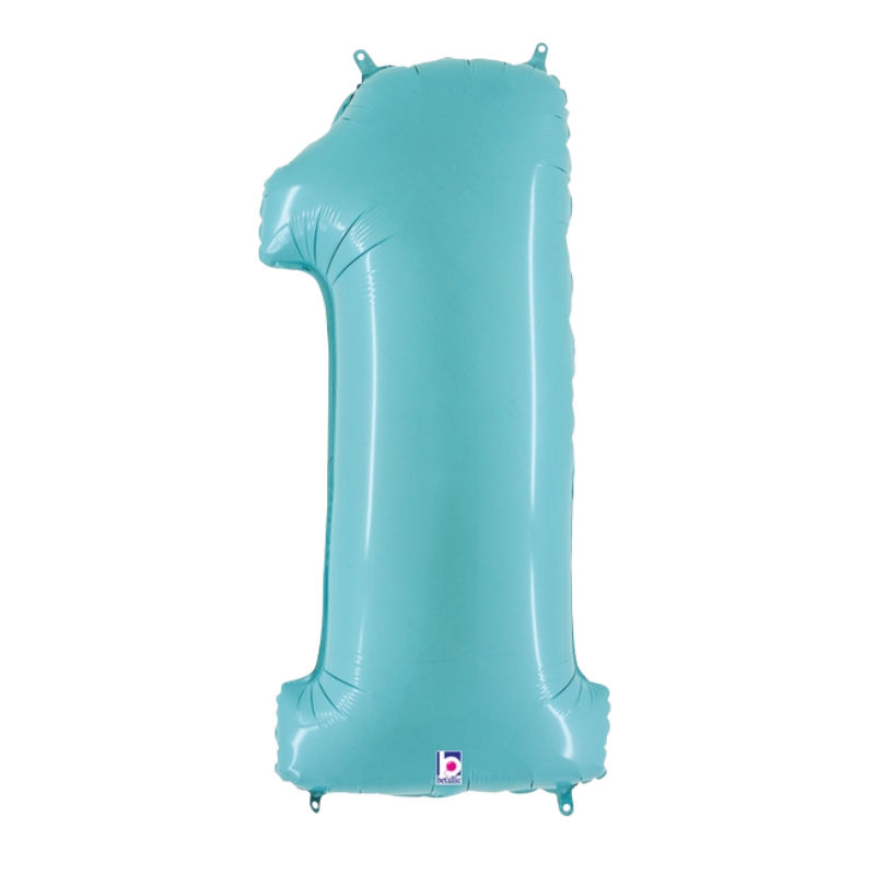 34" Betallic Pastel Blue Number Megaloons Foil Balloon | Numbers 0-9