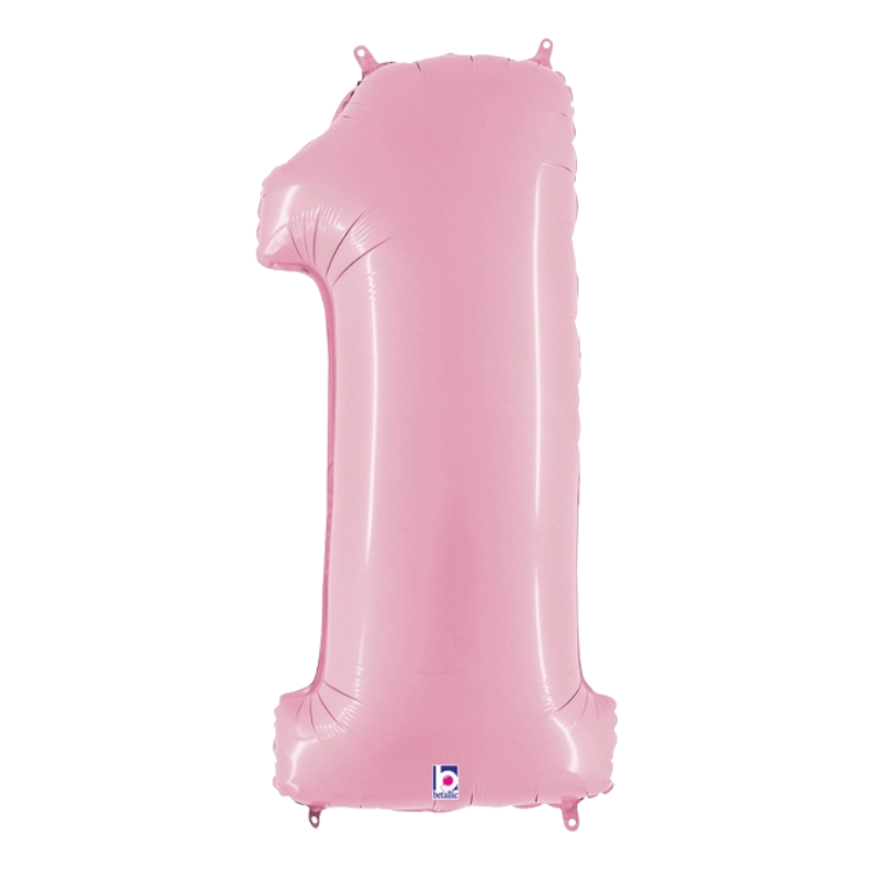 34" Betallic Pastel Pink Number Megaloons Foil Balloon | Numbers 0-9