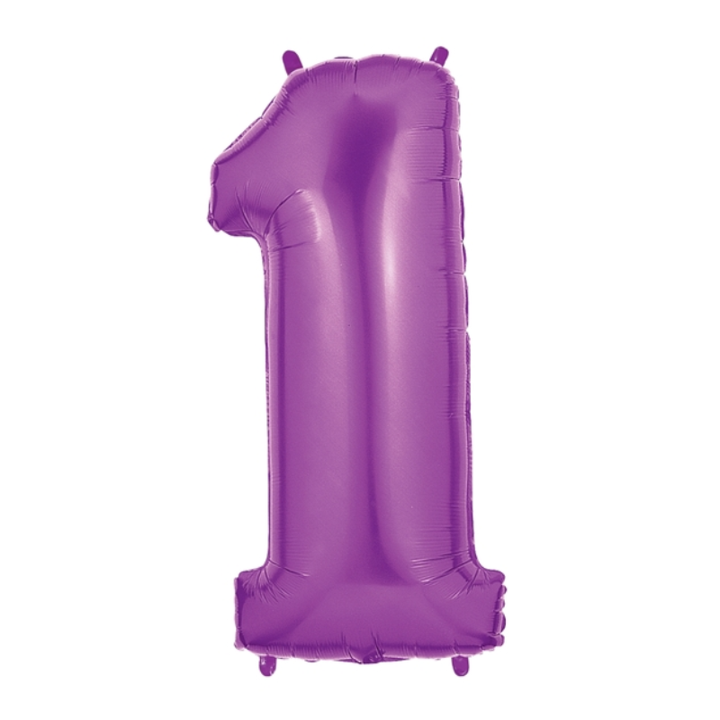 34" Betallic Purple Number Megaloons Foil Balloon | Numbers 0-9