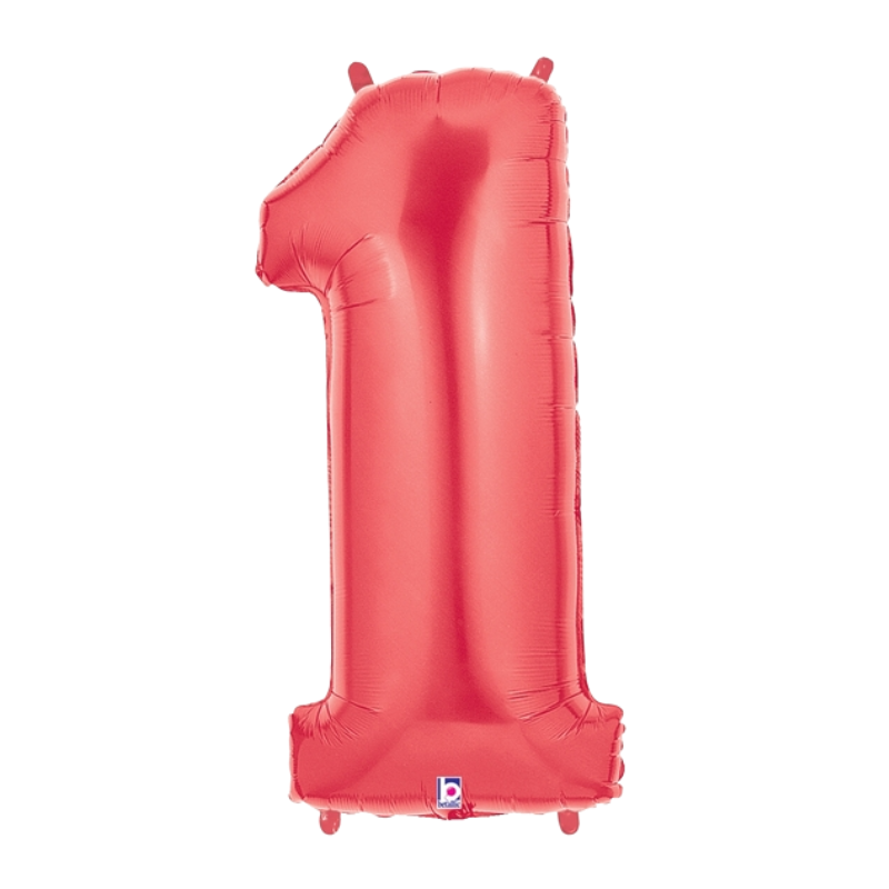 34" Betallic Red Number Megaloons Foil Balloon | Numbers 0-9