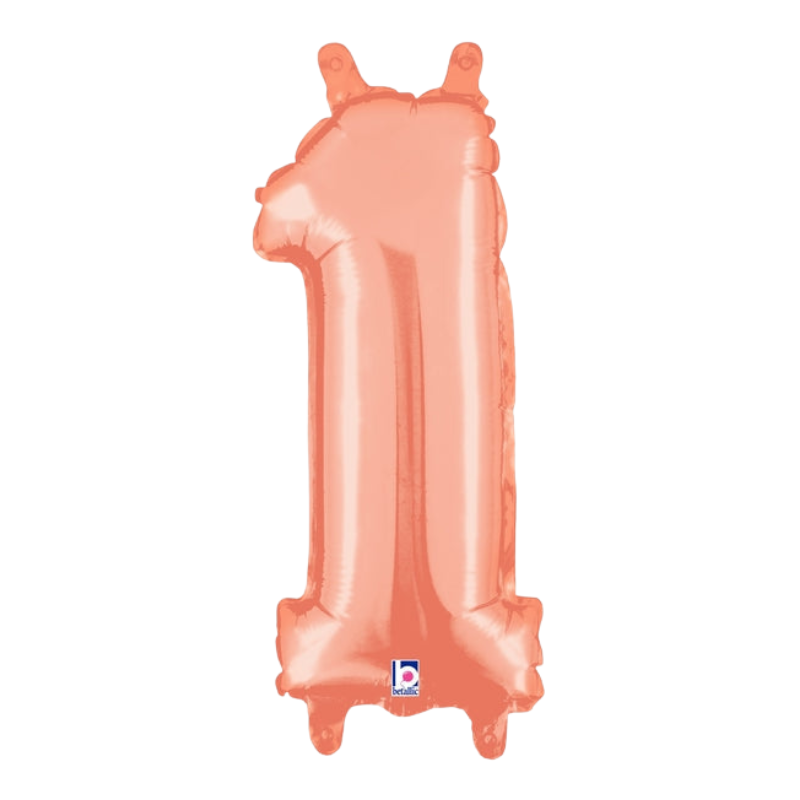 14" Betallic Rose Gold Number Megaloons Jr. Foil Balloons | Numbers 0-9