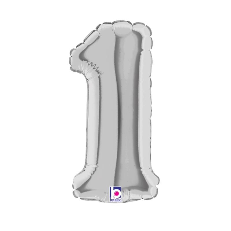 7" Betallic Silver Number Megaloons Air-Fill Foil Balloon | Numbers 0-9
