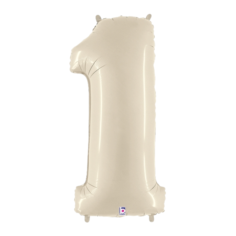 34" Betallic White Sand Number Megalloons Foil Balloon | Numbers 0-9