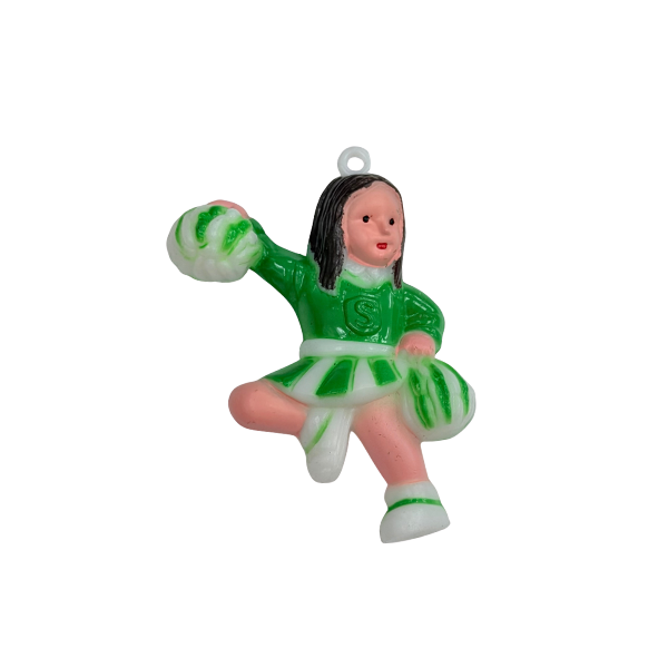 1 3/4" ACI Emerald 3-D Cheerleader Plastic Charm | 1 Count