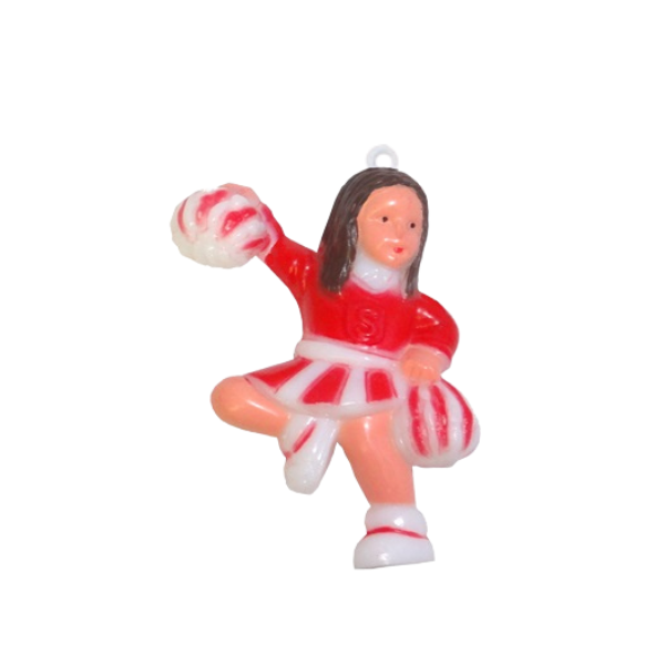 1 3/4" ACI Red 3-D Cheerleader Plastic Charm | 1 Count