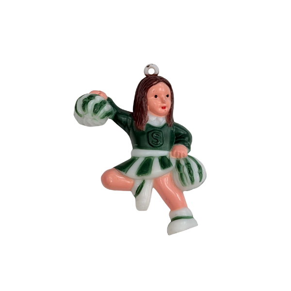 1 3/4" ACI Hunter Green 3-D Cheerleader Plastic Charm | 1 Count