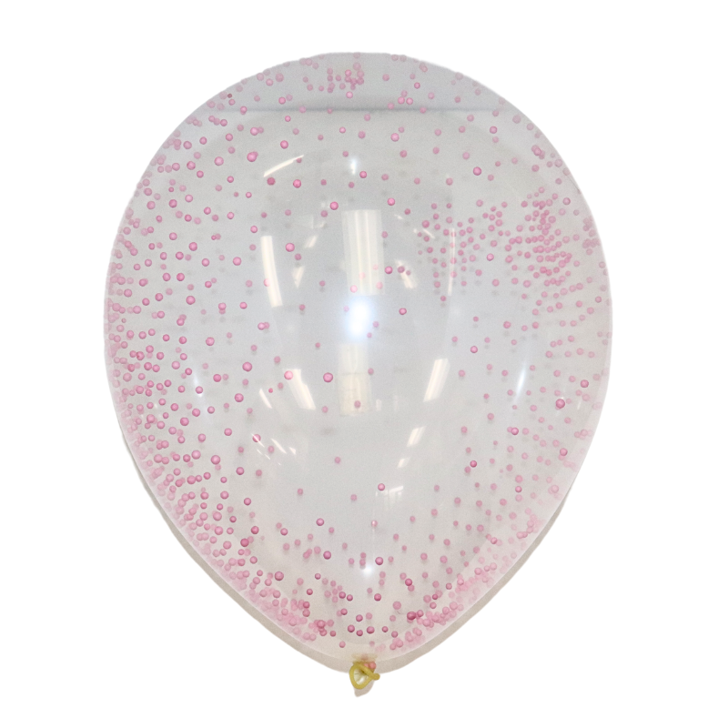 12" Clear Pink Bead Latex Balloons | 3 count - Filled With Styrofoam Beads