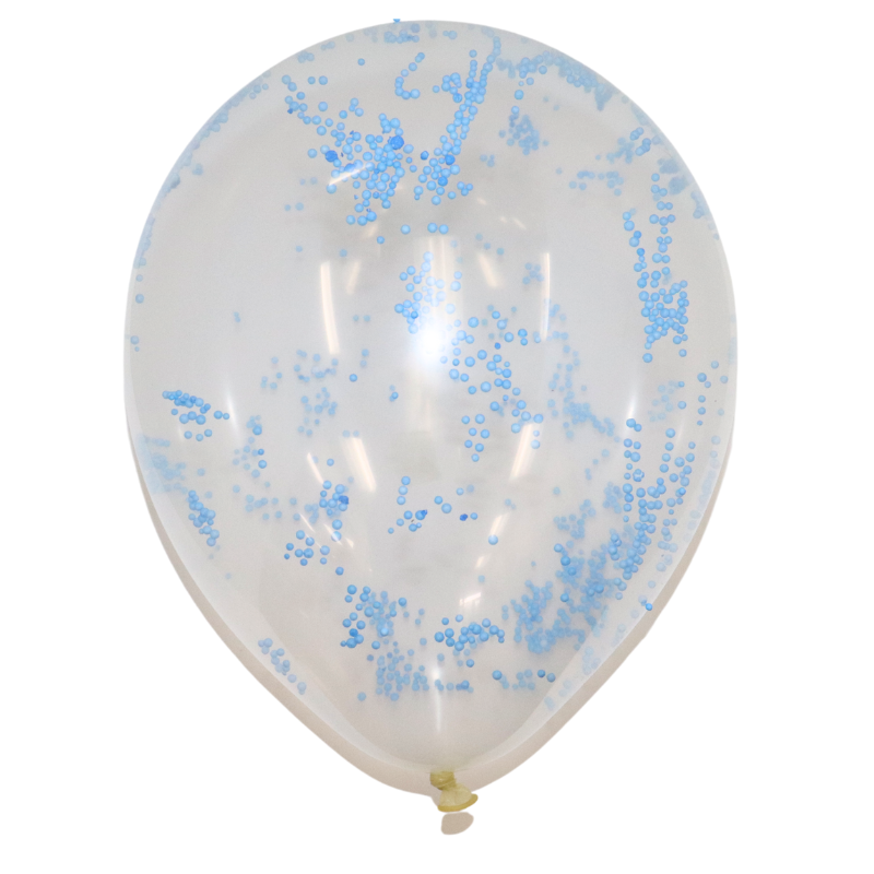 12" Clear Blue Bead Latex Balloons | 3 count - Filled With Styrofoam Beads!