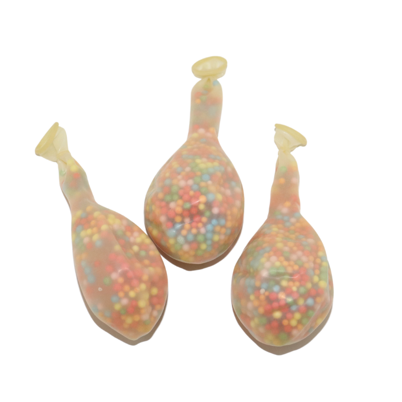 12" Clear Multi Color Bead Latex Balloons | 3 count - Filled With Styrofoam Beads!