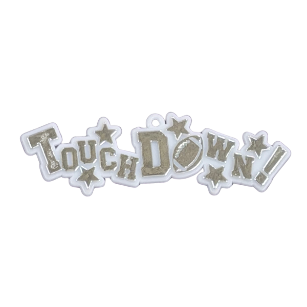 4" ACI White/Silver Touchdown Plastic Trinket | 1 Count