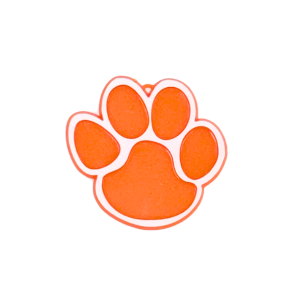 2" ACI Orange/White Paw Print Flat Plastic Trinket | 2 Count