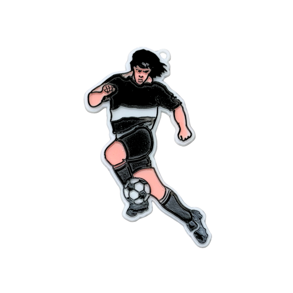 3.5" ACI White/Black Soccer Player Flat Plastic Trinket | 2 Count
