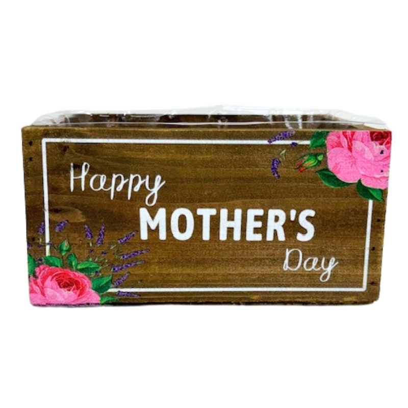 Recipiente rectangular de madera de 7 3/4" Happy Mother's Day