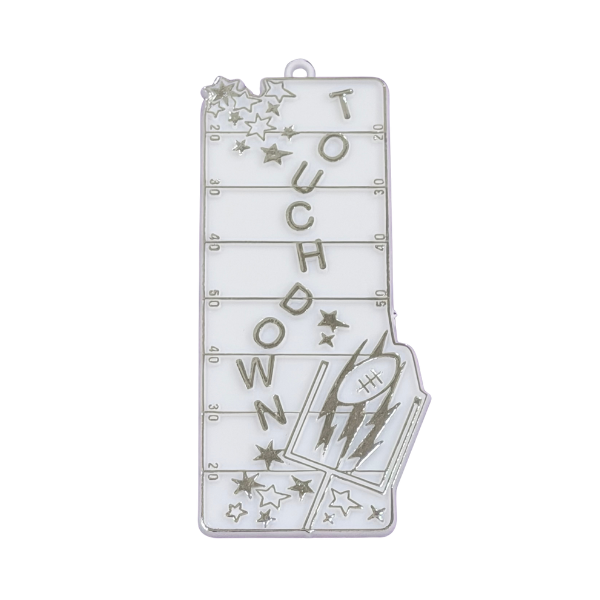 4" ACI White/Silver Touchdown Field Plastic Charm | 1 Count