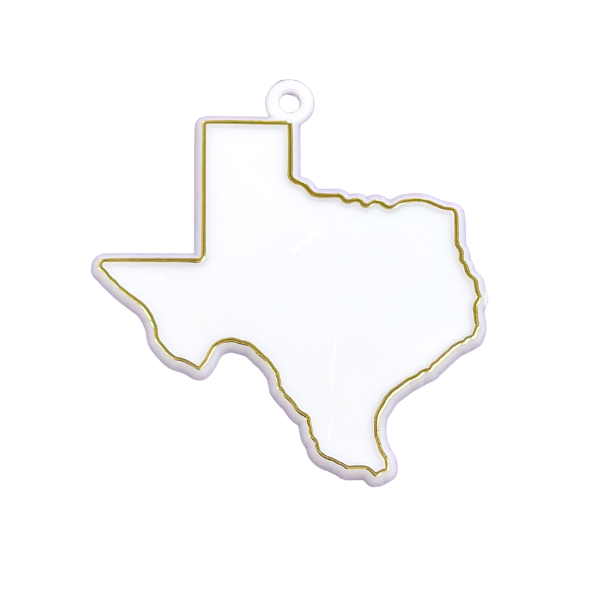 2" ACI White/Gold Texas Shaped Charm | 2 Count