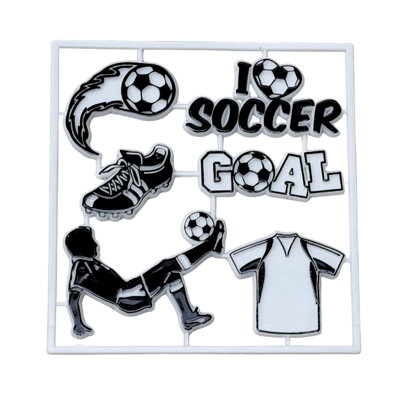 ACI White/Black Male Soccer Flat Plastic Trinket Pack