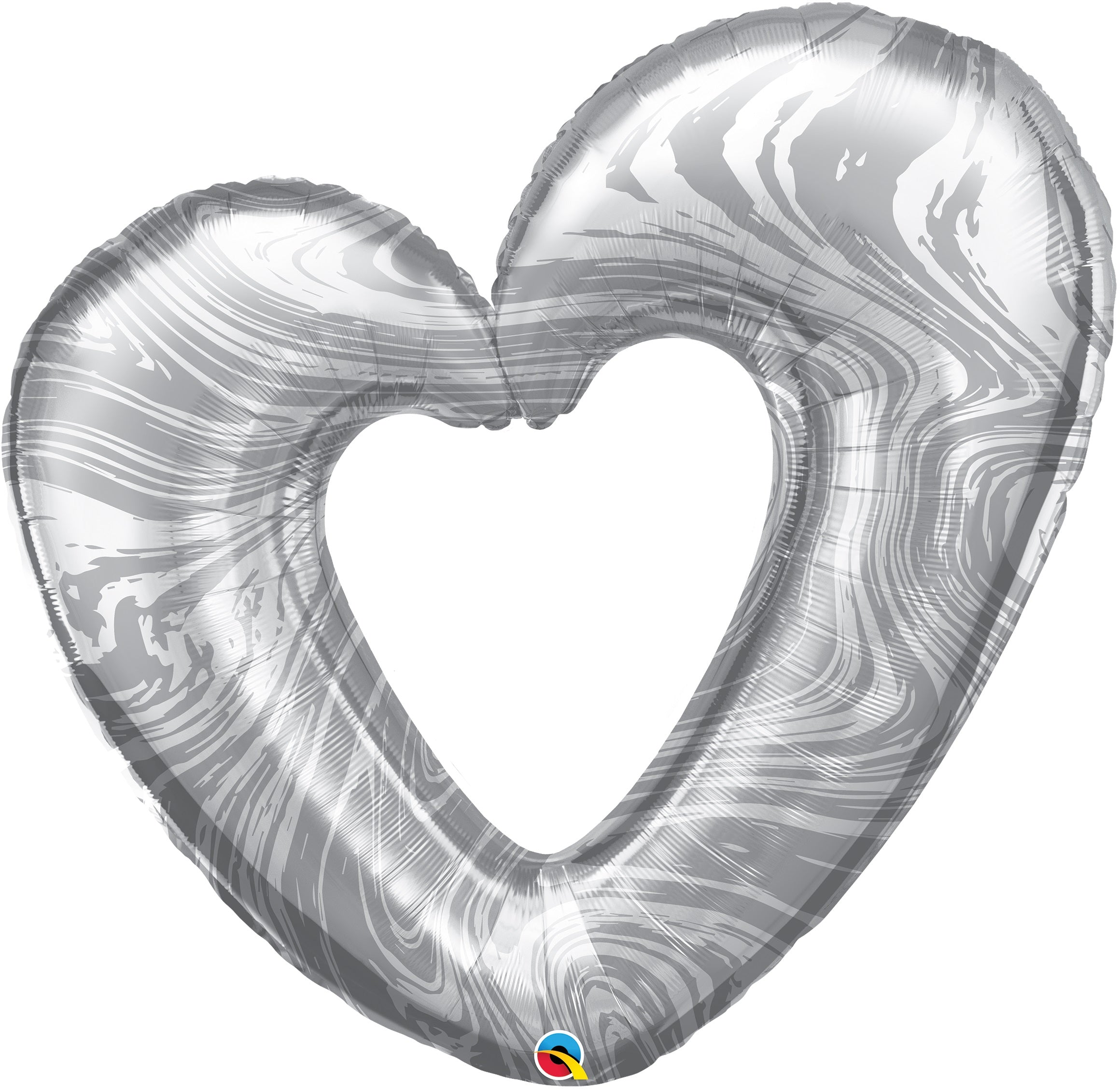 42" Qualatex Silver Open Marble Heart Foil Balloon | Clearance - While Supplies Last!