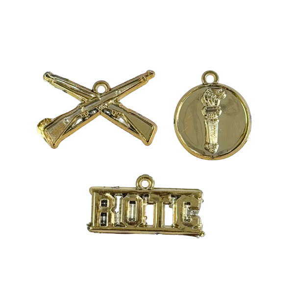 1/2" ACI Gold ROTC Emblem Metallic Plastic Charms | 3 Count
