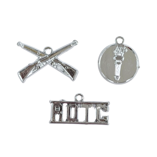 1/2" ACI Silver ROTC Emblem Metallic Plastic Charms | 3 Count